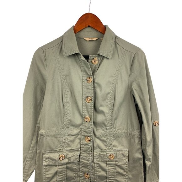 Womens Vintage Motto Olive Green Utility Jacket XS - Picture 3 of 7